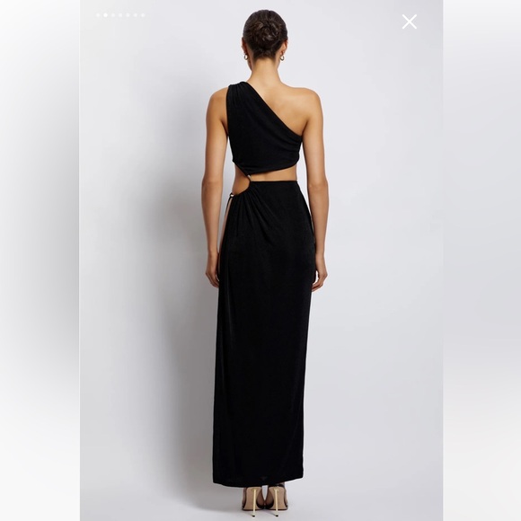 MESHKI Paige Dress Women’s Large Ruched Side Cut Out Maxi NWT - Picture 2 of 3